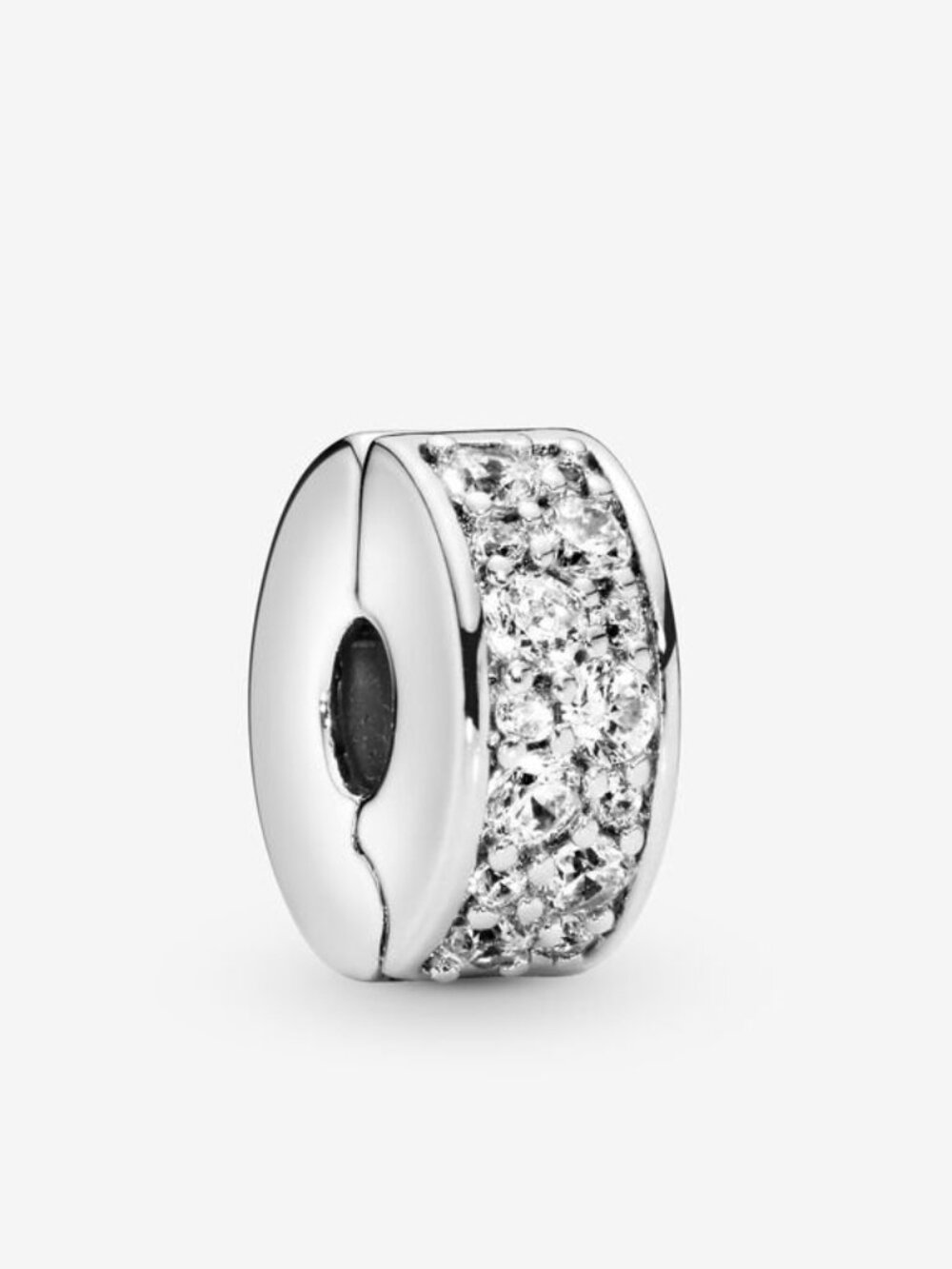 Pandora Silver Clip Charm w/ Clear CZ & Silicone Grip (Style PAN-791817CZ) NIB
